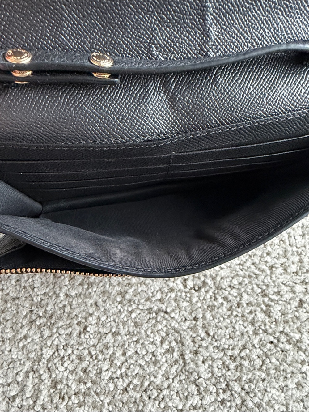 Coach Black Pebbled Leather Crossbody Wallet with Gold Logo - Picture 4 of 6